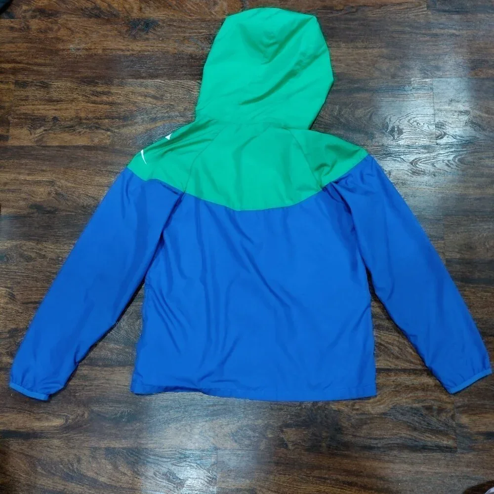 Nike Windbreaker Jacket and Tee Shirt Activewear Set Blue/Green/Black Boys Large